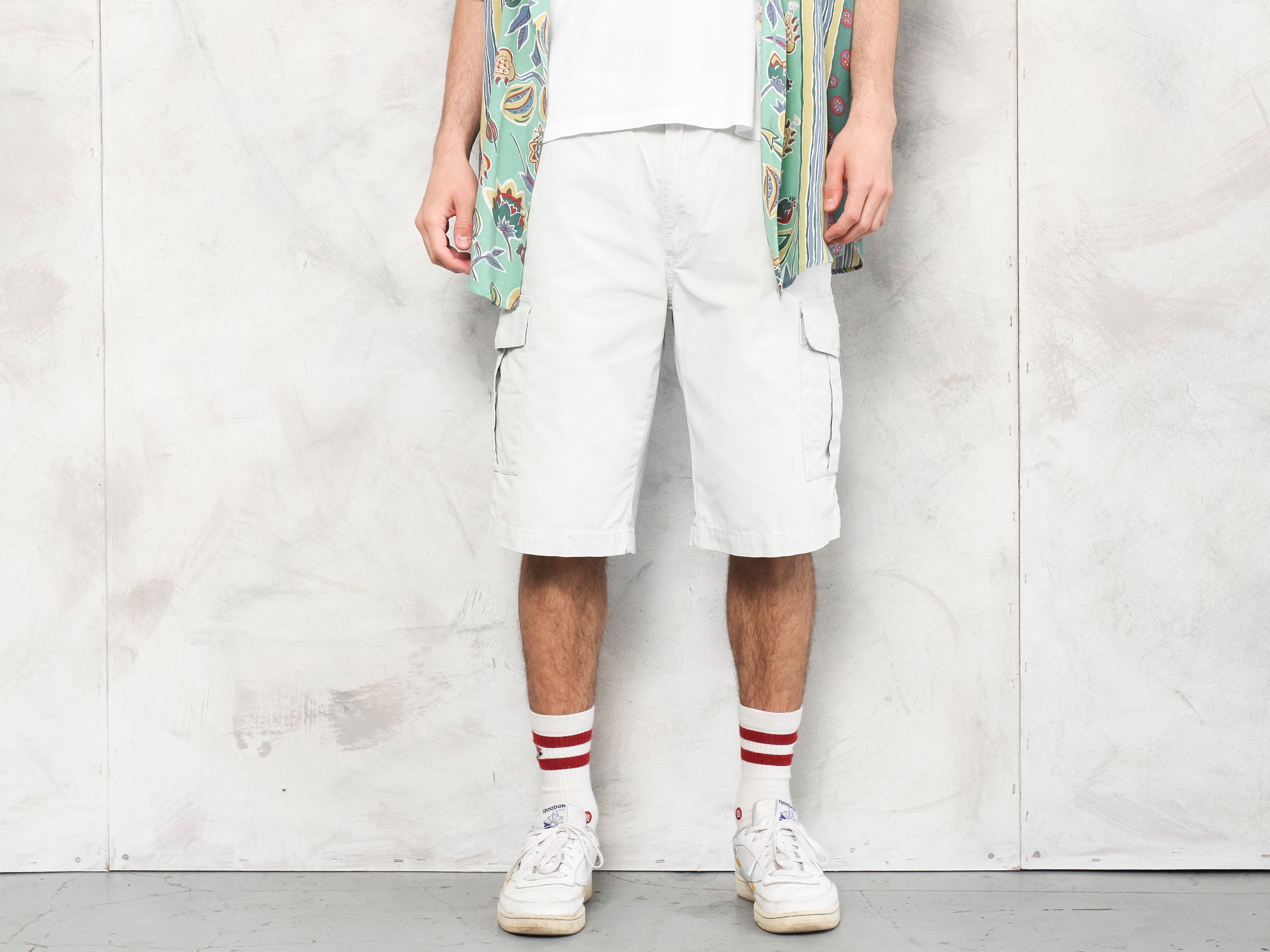 Beige Cargo Shorts Summer 90s Vintage Men Everyday Sport Shorts