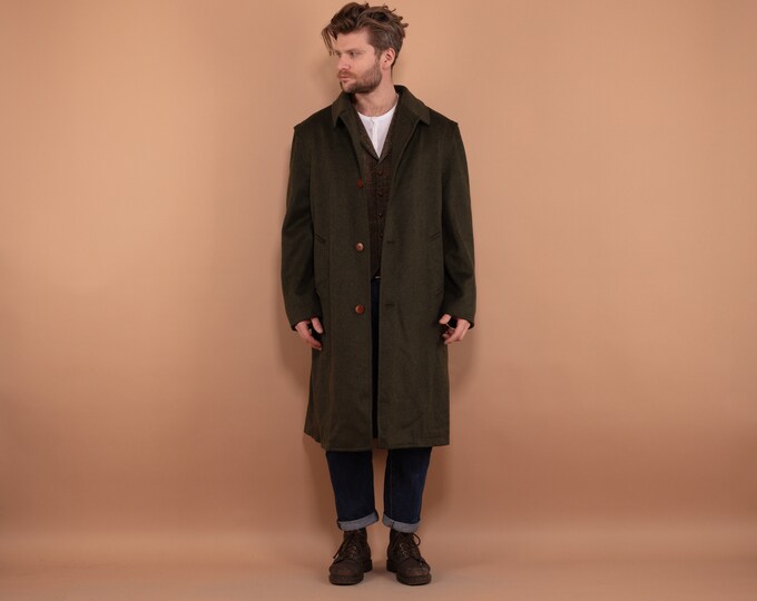 Loden Wool Coat 70s, Loden Coat In Green Size XL, Woolen Coat, Winter Wool Coat, Preppy Formal Elegant Wool Overcoat, Vintage Men Clothing