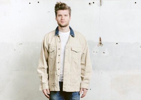 beige jeans jacket
