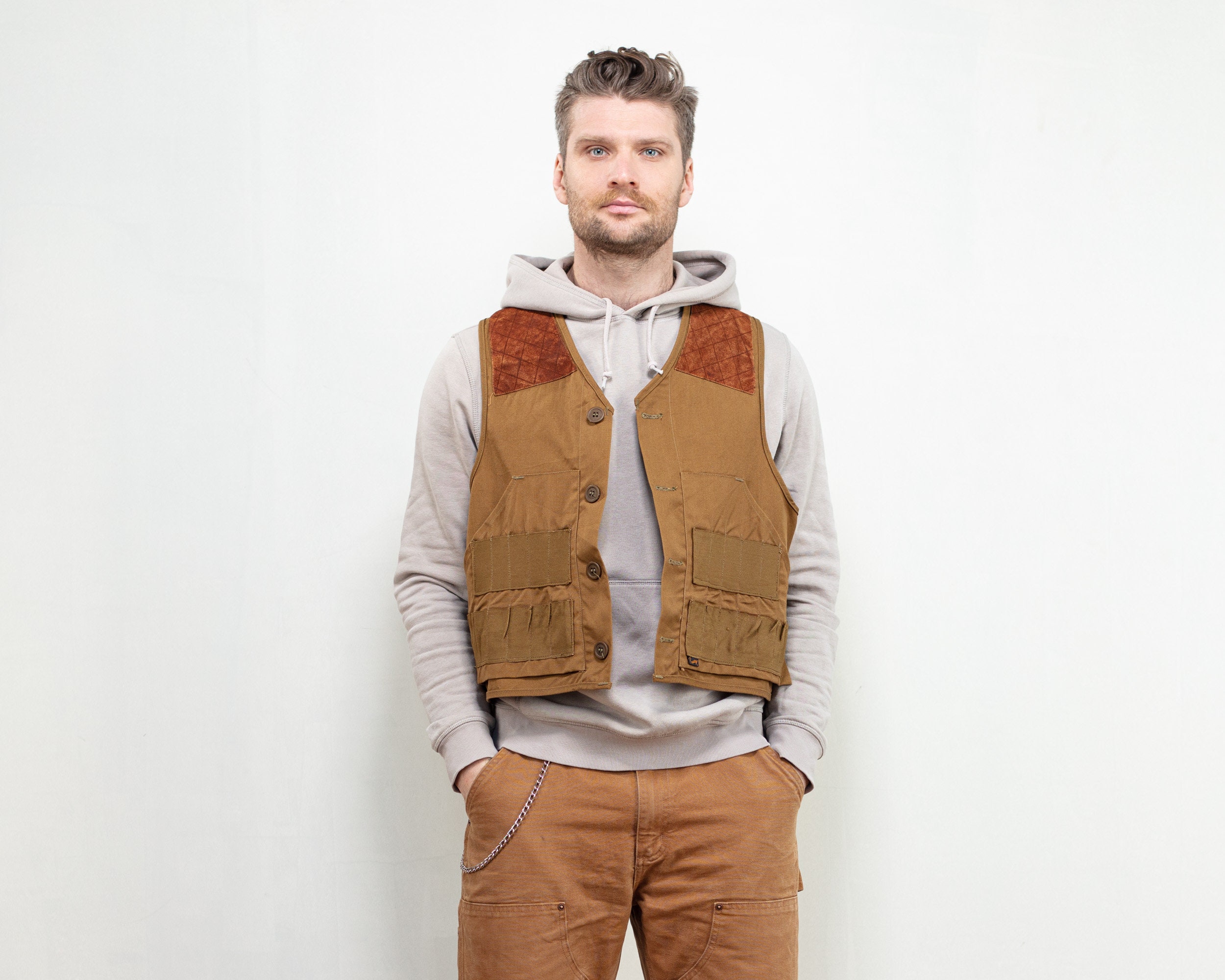 Saftbak Fly Fishing Vest Men´s Large Made In USA Tan Multi Pocket