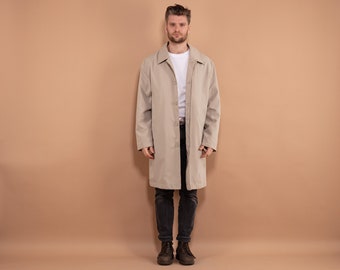 Men's Mac Coat, Size L Mac Overcoat, Single Breasted Coat, Spring Layering Coat, Retro Mac Coat, Commuter Coat, Minimalist Outerwear