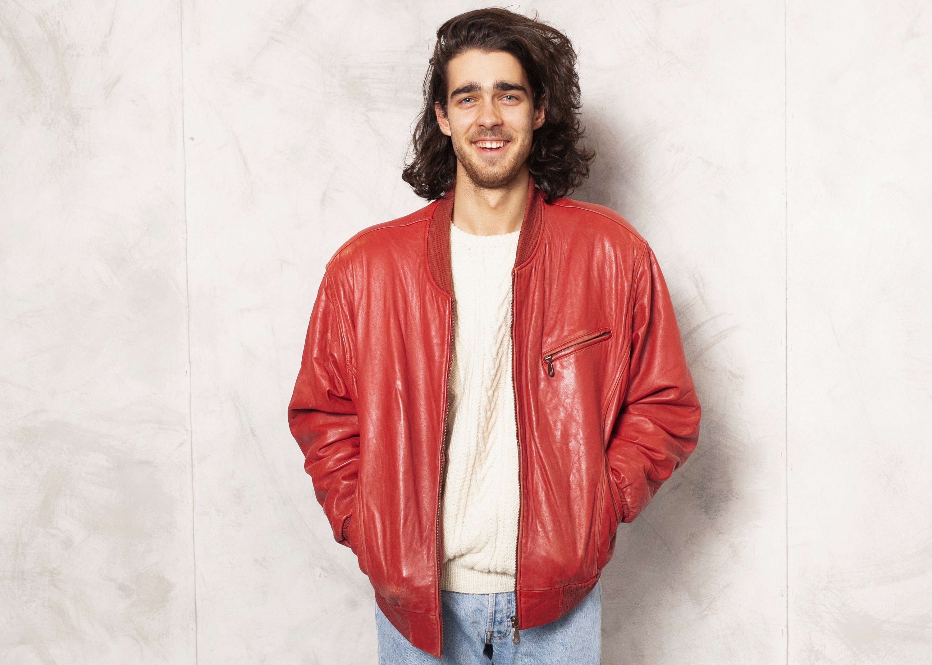 red aviator jacket