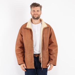 90&#39;s Western Sheepskin Coat, Size L Vintage Shearling Coat, Retro Leather Coat, Yellowstone Style, Rugged Western Wear, Americana Style