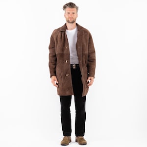 1990s Vintage Brown Sheepskin Coat, Size XL Vintage Shearling Coat, Retro Leather Coat, Yellowstone Coat, Rugged Western Coat, Mens Clothing