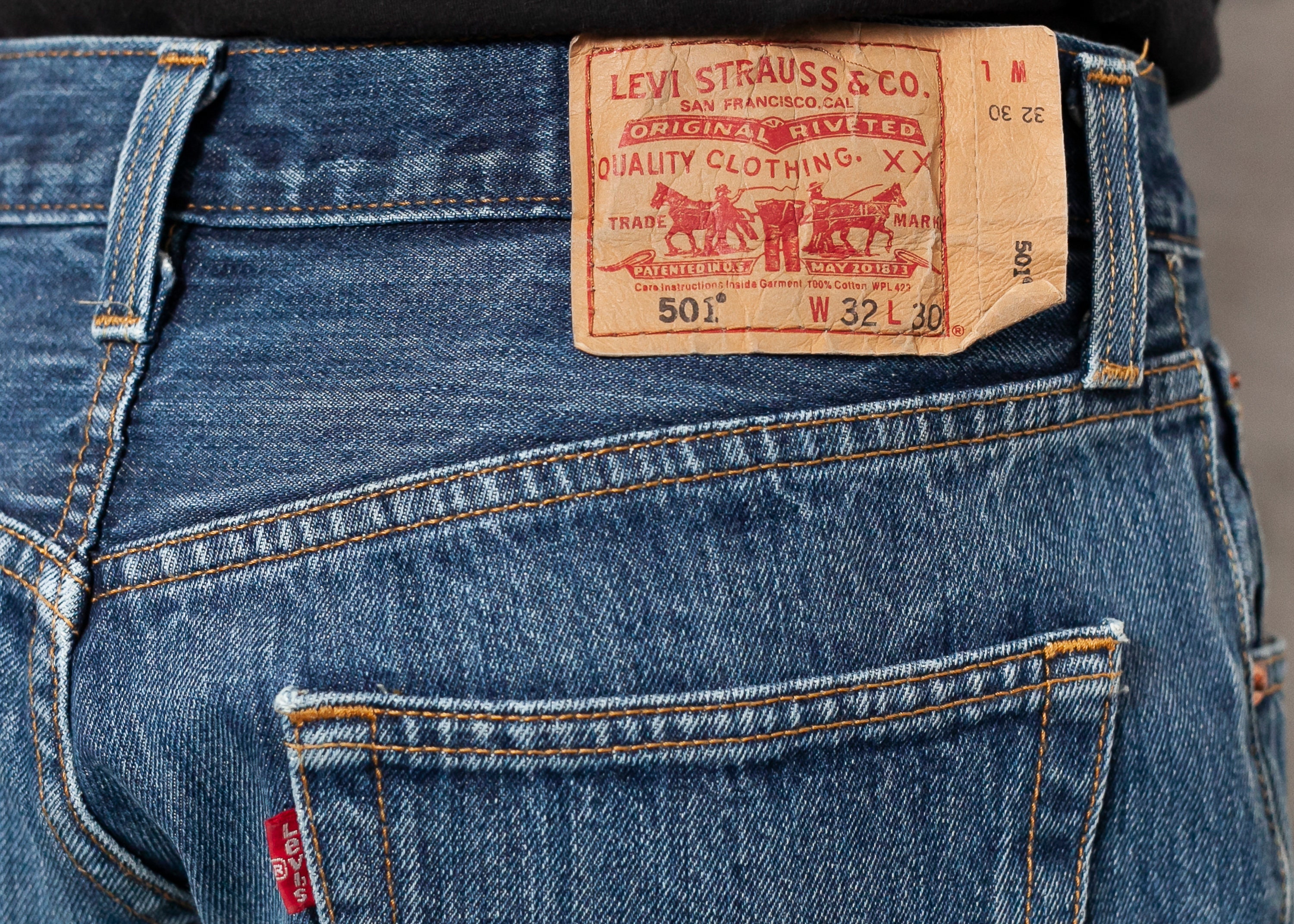 Red Tab Levi's Jeans 501 vintage denim pants red tab faded medium wash ...