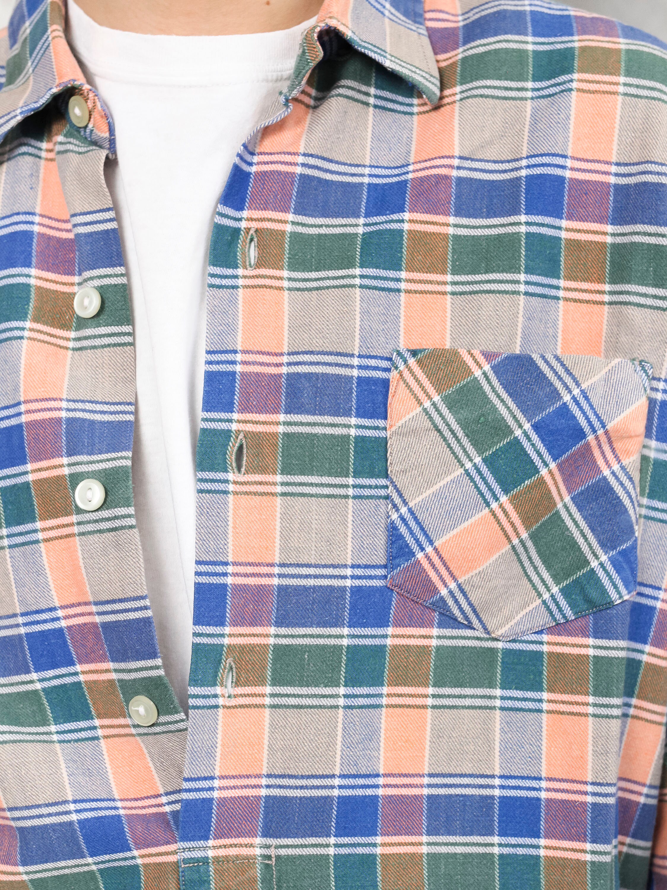 Plaid Smock Shirt men button up multi color shirt peasant farmer shirt