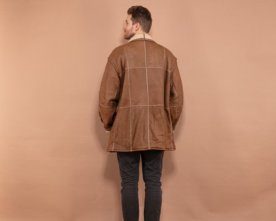 Oversized Sheepskin Coat, Size Large XL, Men Vint… - image 3