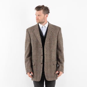 Beige Herren Tweed Blazer, Herren Größe XL Vintage Tweed Jacke, Retro Wolljacke, Academia Blazer Jacke, Old Geld Style, Traditions Oberbekleidung,