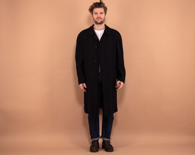 Classic Wool Coat 80s, Men Wool Coat Size L, Navy Wool Coat, Vintage Wool Coat For Men, Navy Blue Mens Coat, Vintage Outerwear, Timeless