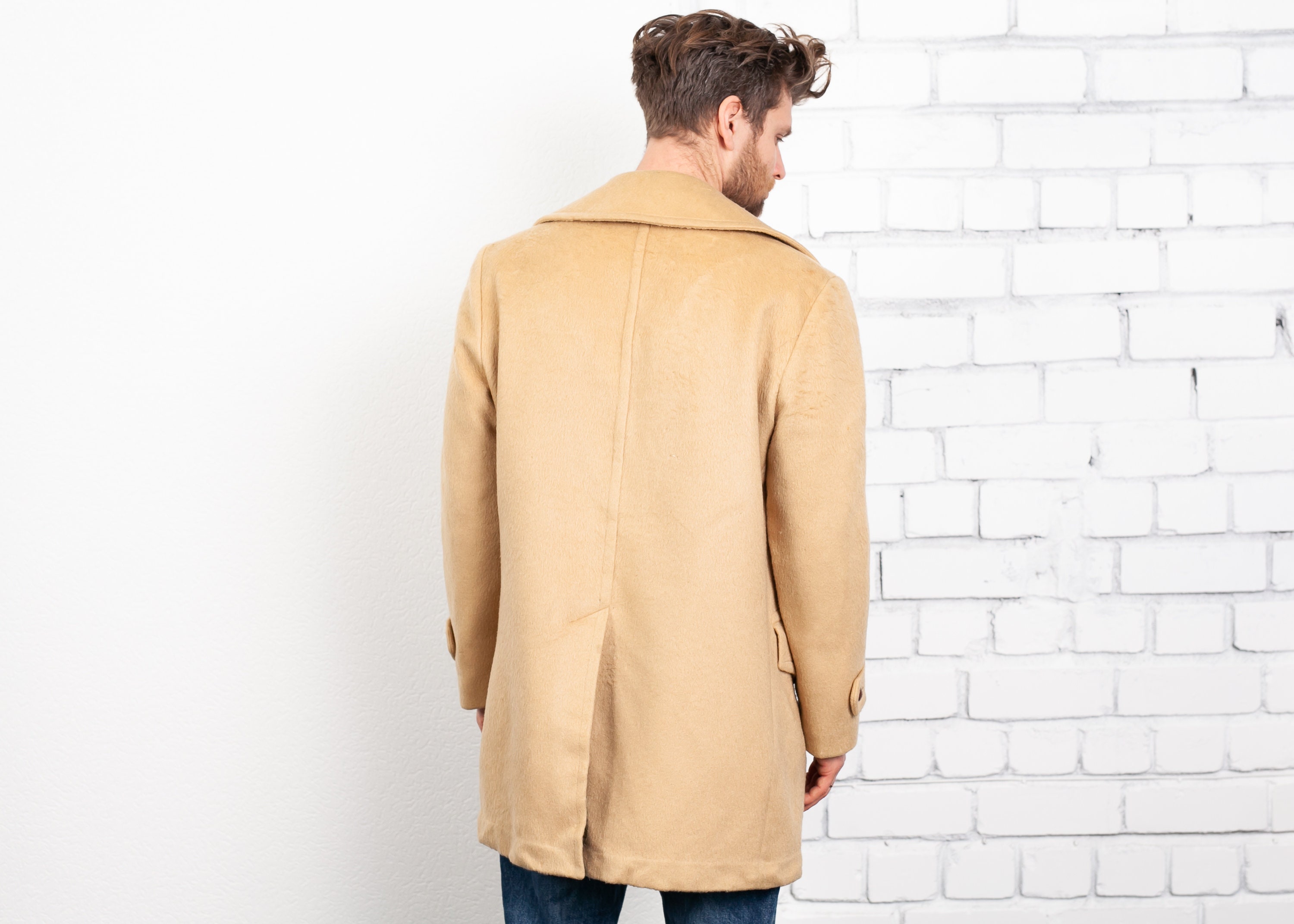 60s Pendleton Wool Car Coat . Vintage Men's Camel Brown Short Coat Winter Coat Warm Jacket Wool