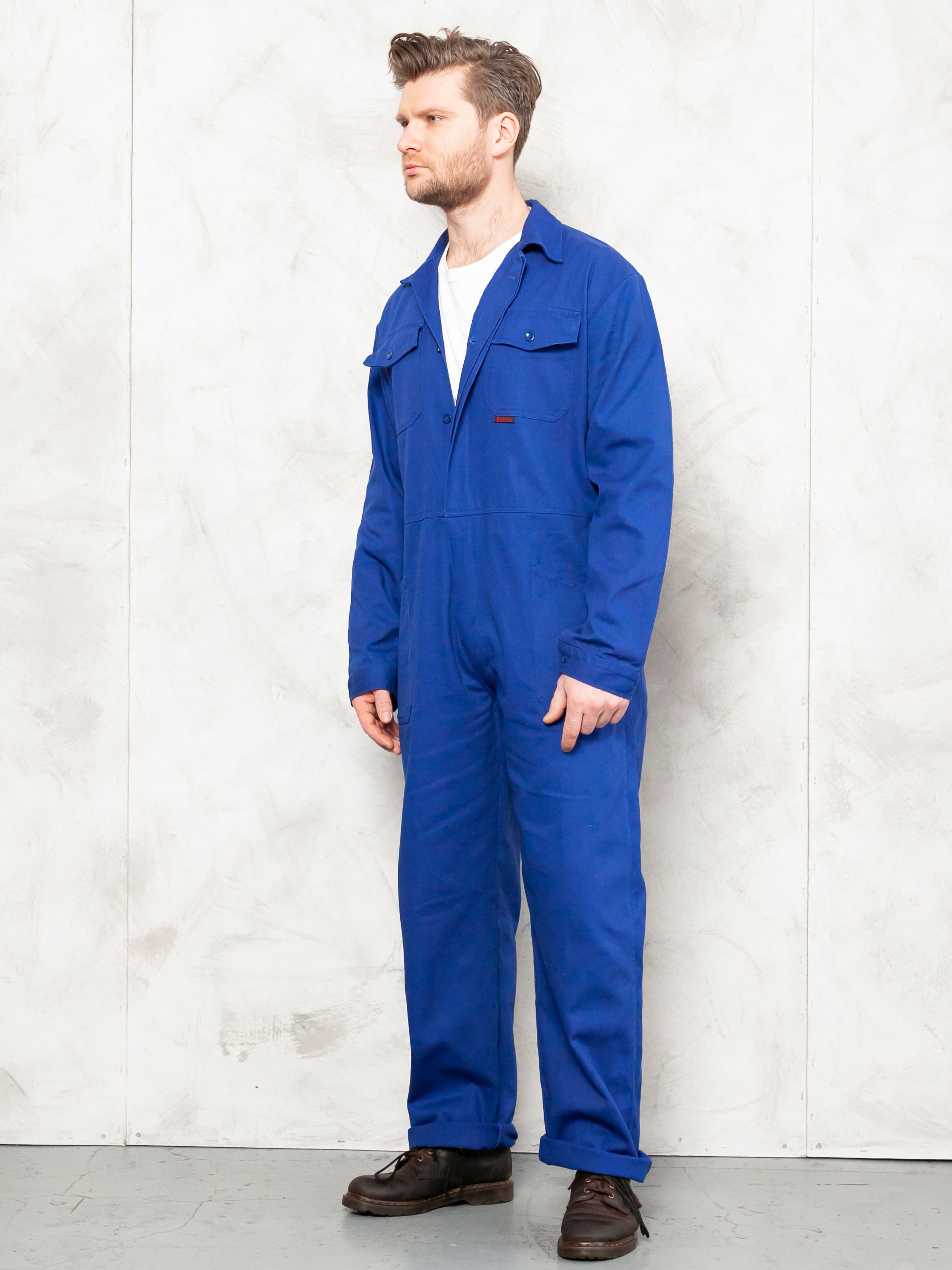 Men Jumpsuit vintage 1990s full overalls men clothing garage workwear