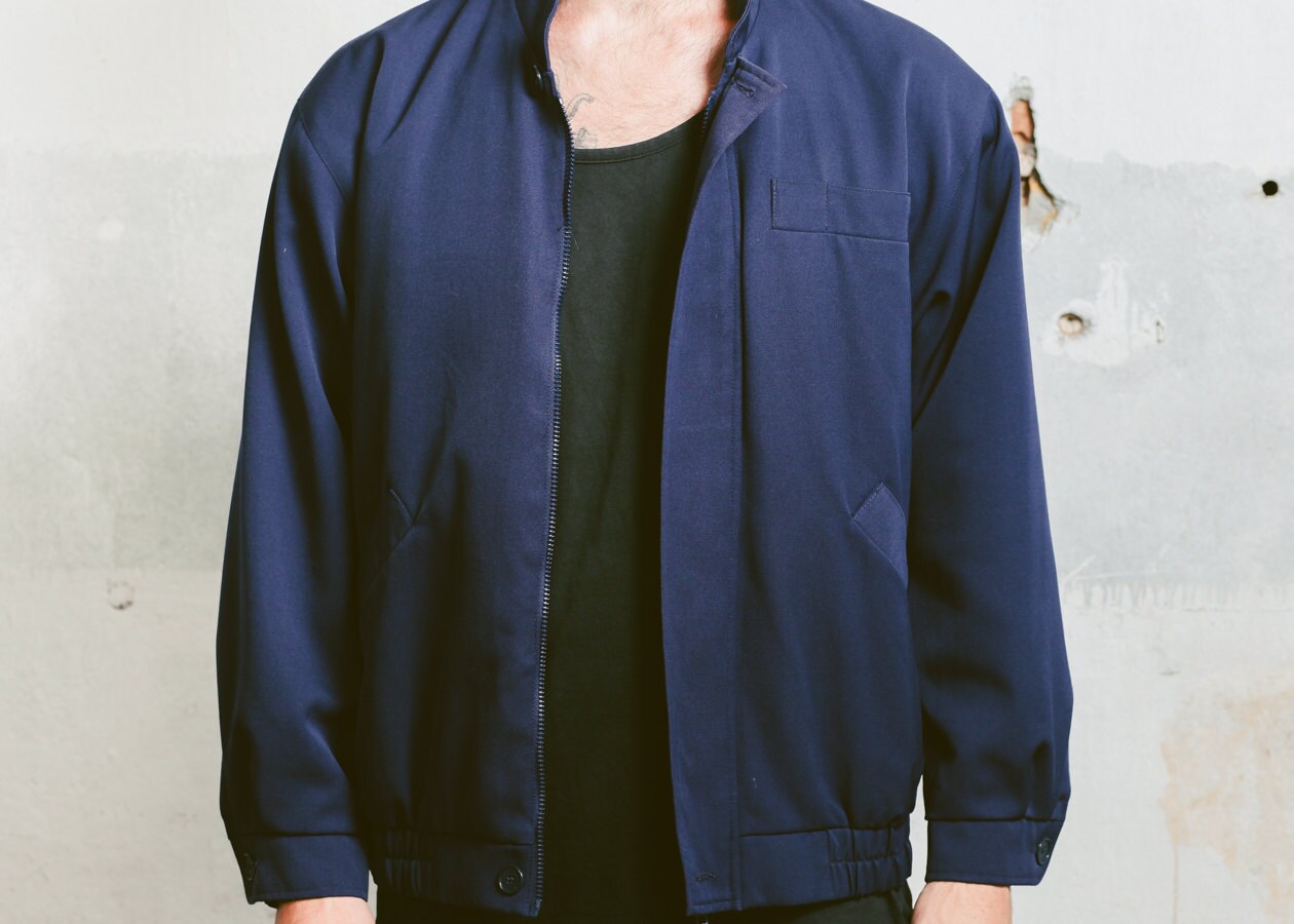 Vintage Uniform JACKET . Men's Bomber Jacket 80s Army Navy Blue Utility ...