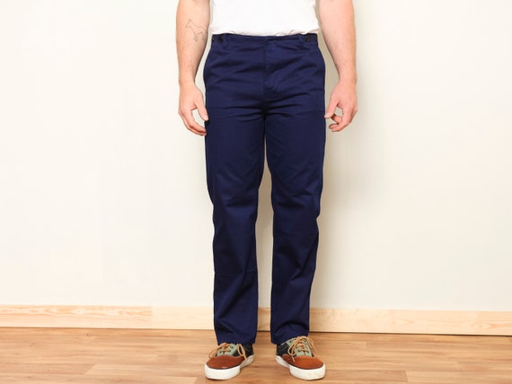 Blue Work Pants Men Vintage 80s Military Chore Pants Trousers Men