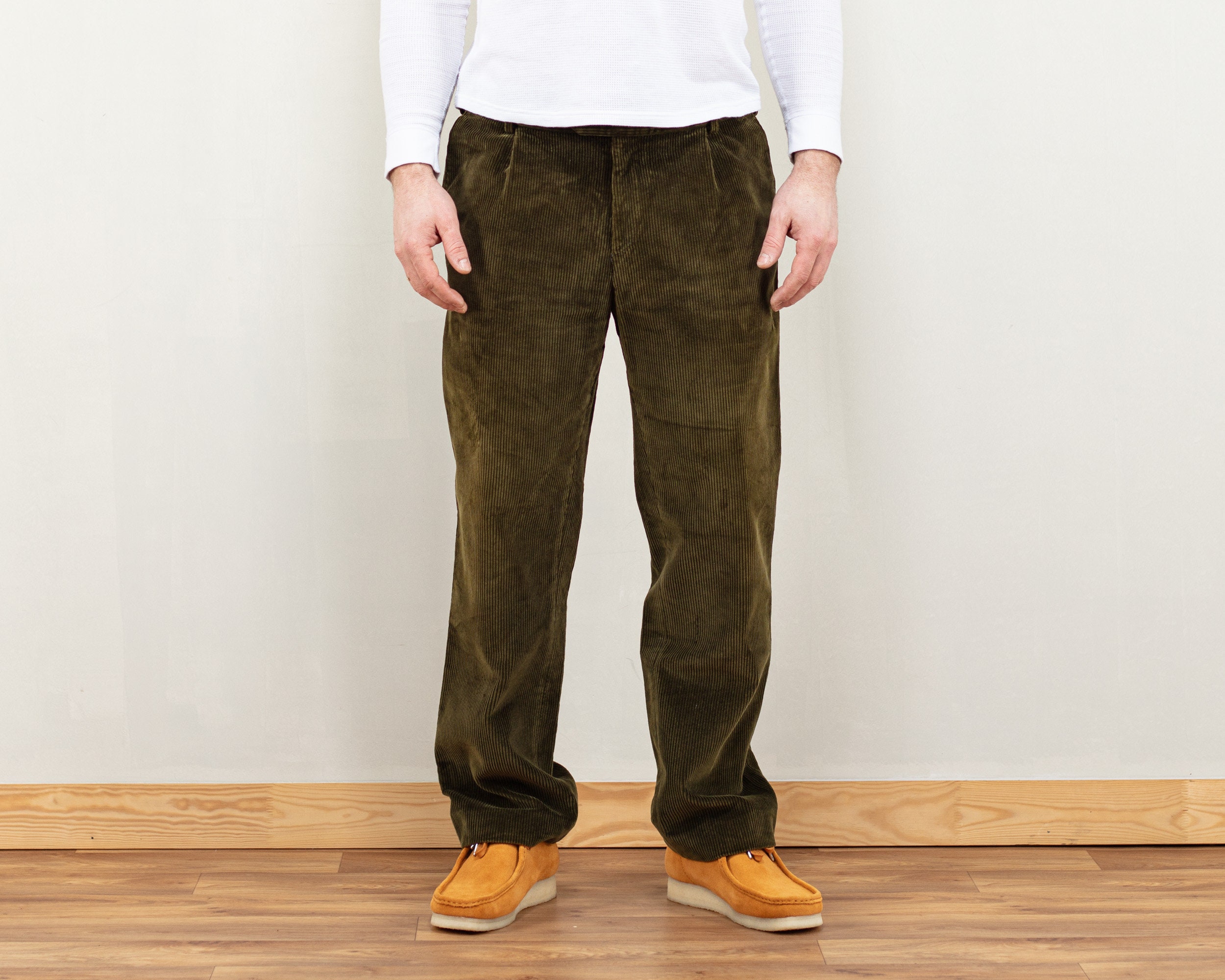 Vintage Magee Corduroy Trousers green chino pants wide casual vintage ...