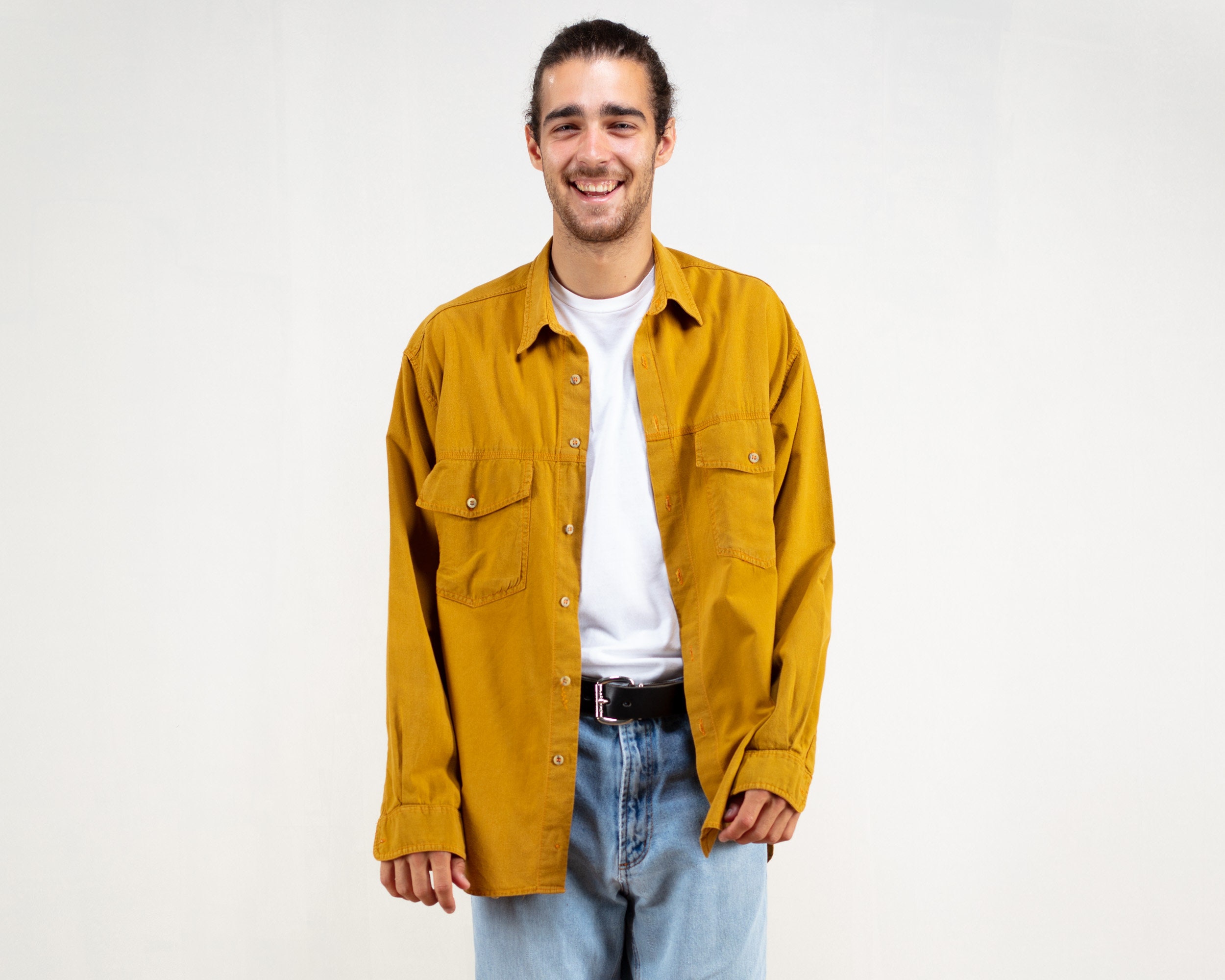 mustard yellow long sleeve shirt mens
