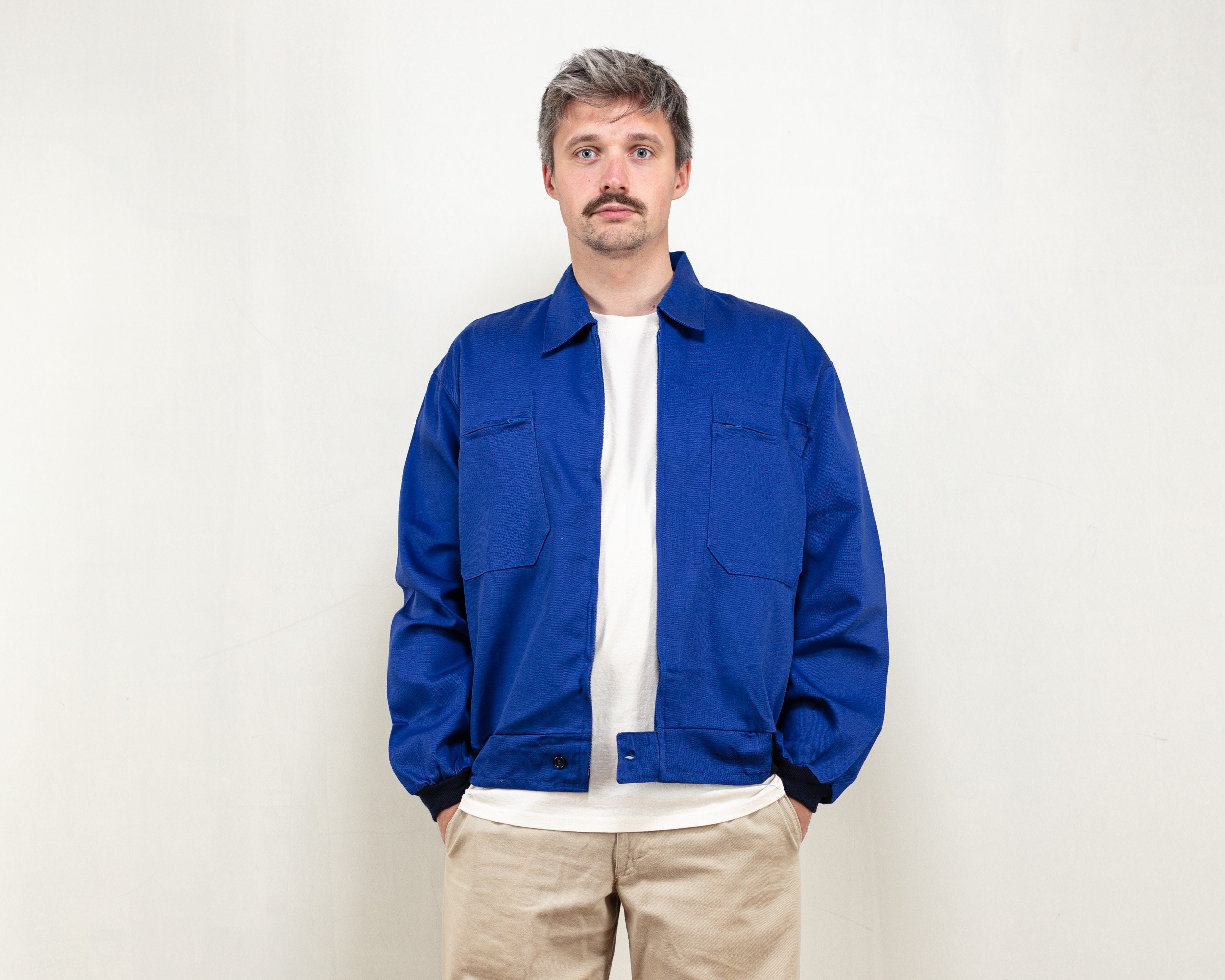 Blue Chore Jacket work 1990's thick cotton painter jacket men workwear