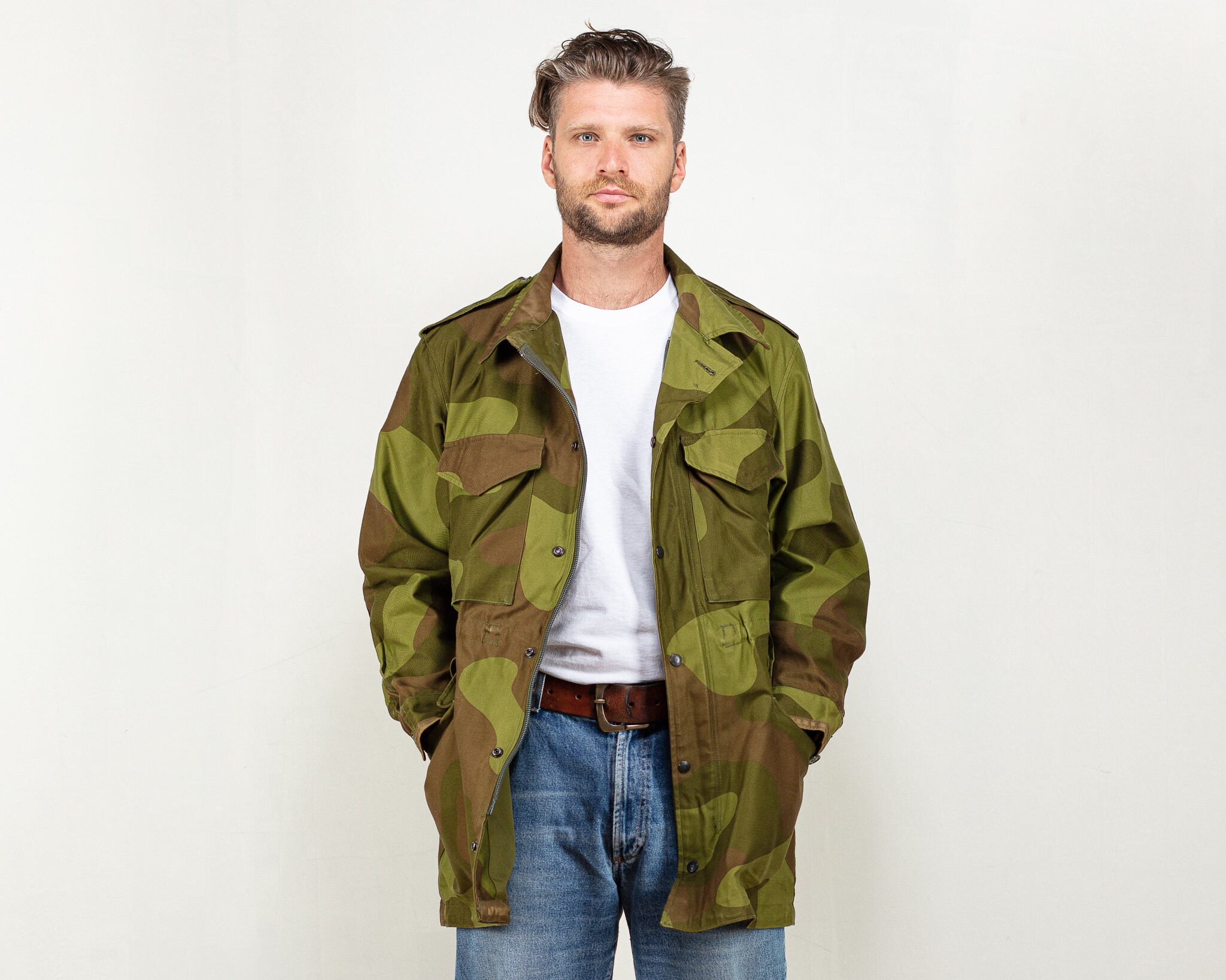 Vintage Military Style Jacket Men 90s Camouflage Jacket Army -  Denmark