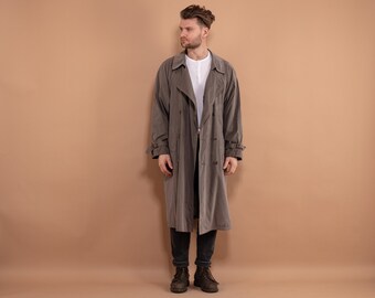 Belted Trench Coat Men, Size Large L, Vintage Trench Coat, Double Breasted Coat, Minimalist Coat, Trench With Belt, Detective Coat, Spring