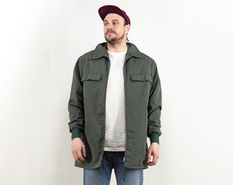 Men Green Jacket vintage 70s traveler cotton zip up jacket surplus jacket boyfriend gift street jacket men clothing size extra large