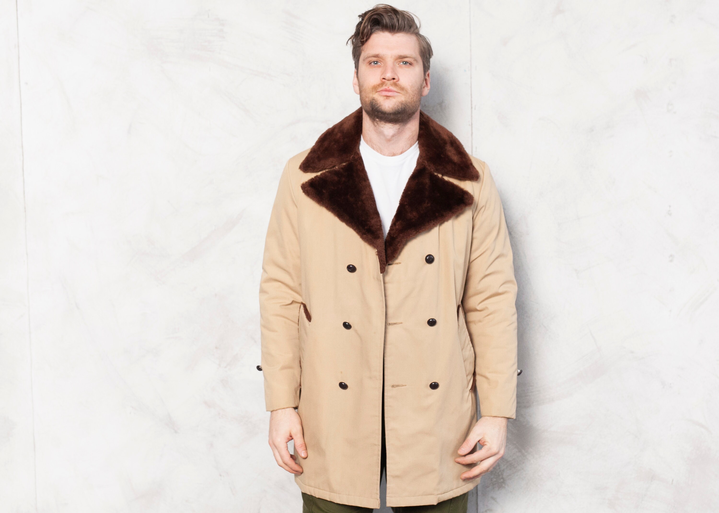beige winter coat men