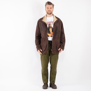Men&#39;s Brown Sheepskin Coat, Size XL Vintage Shearling Coat, Men Barn Coat, Men Leather Coat, Classic Western Shearling Coat, Mens Clothing