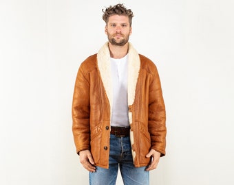 50s Heavy Fur Collar Coat XL Men's 