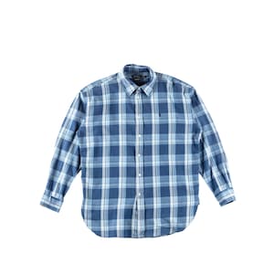 Vintage Ralph Lauren Blue Plaid Shirt 2000s Button Down L Cotton Preppy Ivy League Shirt Mens Classic RL Shirt