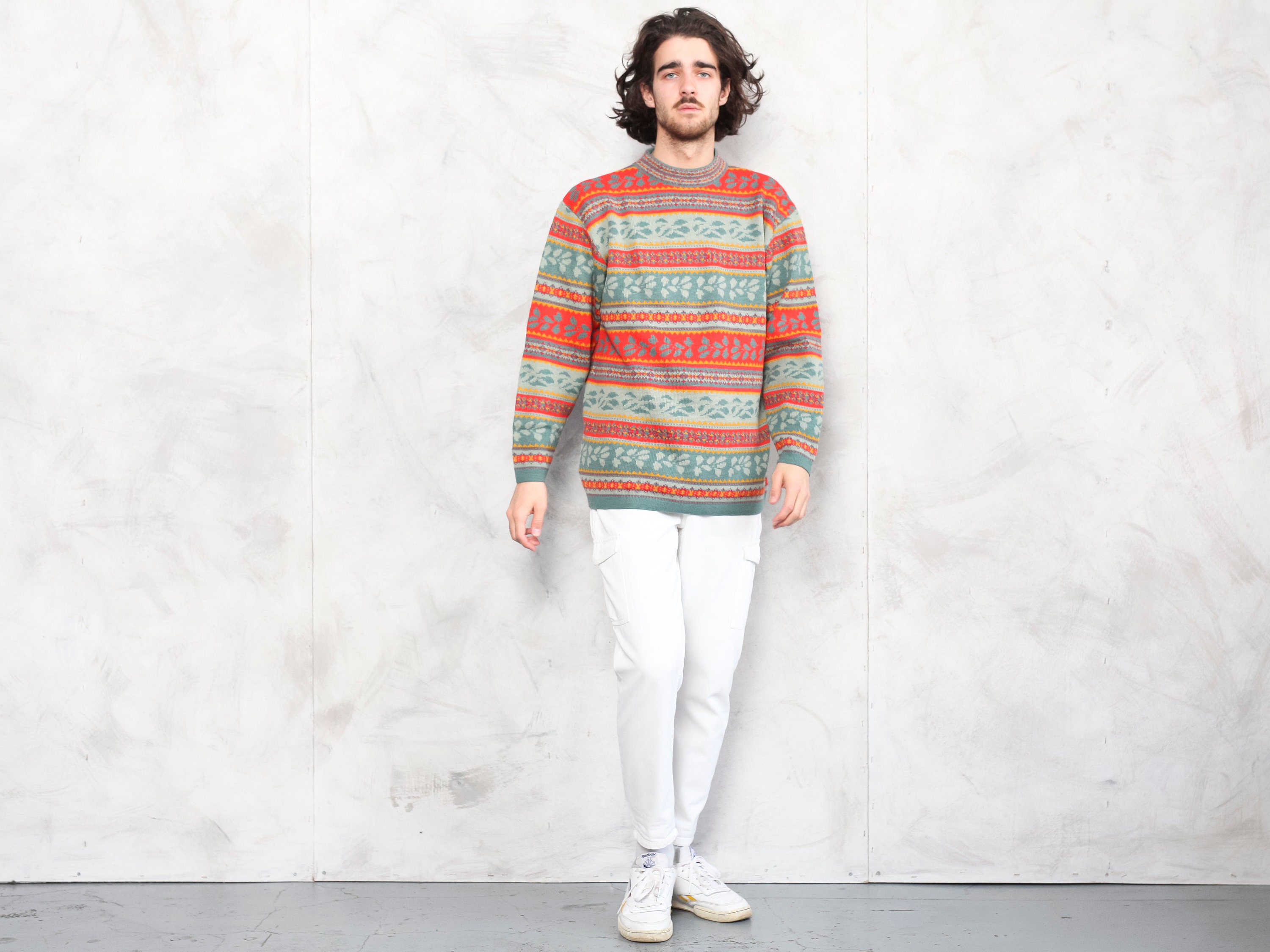 Vintage Patterned Sweater 90's vintage retro pullover jumper pattern