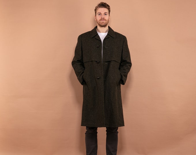 Loden Wool Coat, Size Large L, Vintage Wool Coat, Men Woolen Coat, Spring Wool Coat, Formal Overcoat, Elegant Wool Coat, Mens Clothing