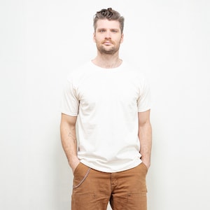 T-shirt blanc lait pour homme basique vintage des années 00 chemise à manches courtes pour homme chemise d'été unie tee vacances tshirt minimaliste cadeau petit ami