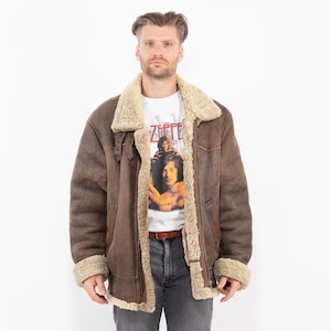B-3 Style Shearling Bomber Jacket, Size XL Sheepskin Aviator Jacket, Shearling Winter Jacket, Military Leather Jacket, BetaMenswear
