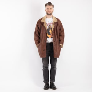 90&#39;s Brown Sheepskin Coat, Size XL Vintage Shearling Coat, Retro Leather Coat, Yellowstone Coat, Rugged Western Sheep Coat, Mens Clothing