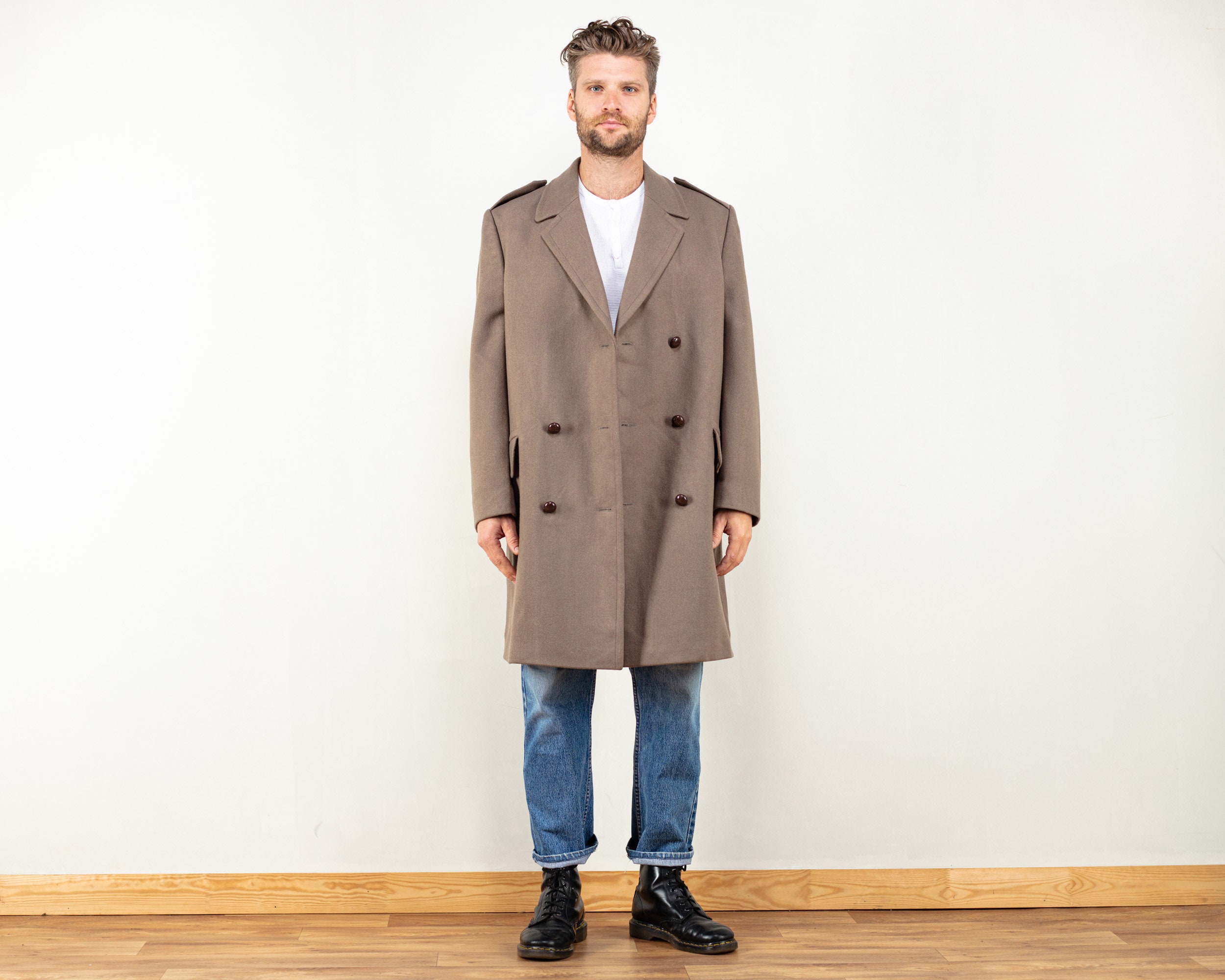 Men Wool Overcoat 70's Vintage Wool Blend Longline Beige - Etsy Canada