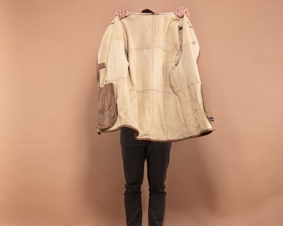 Oversized Sheepskin Coat, Size Large XL, Men Vint… - image 4