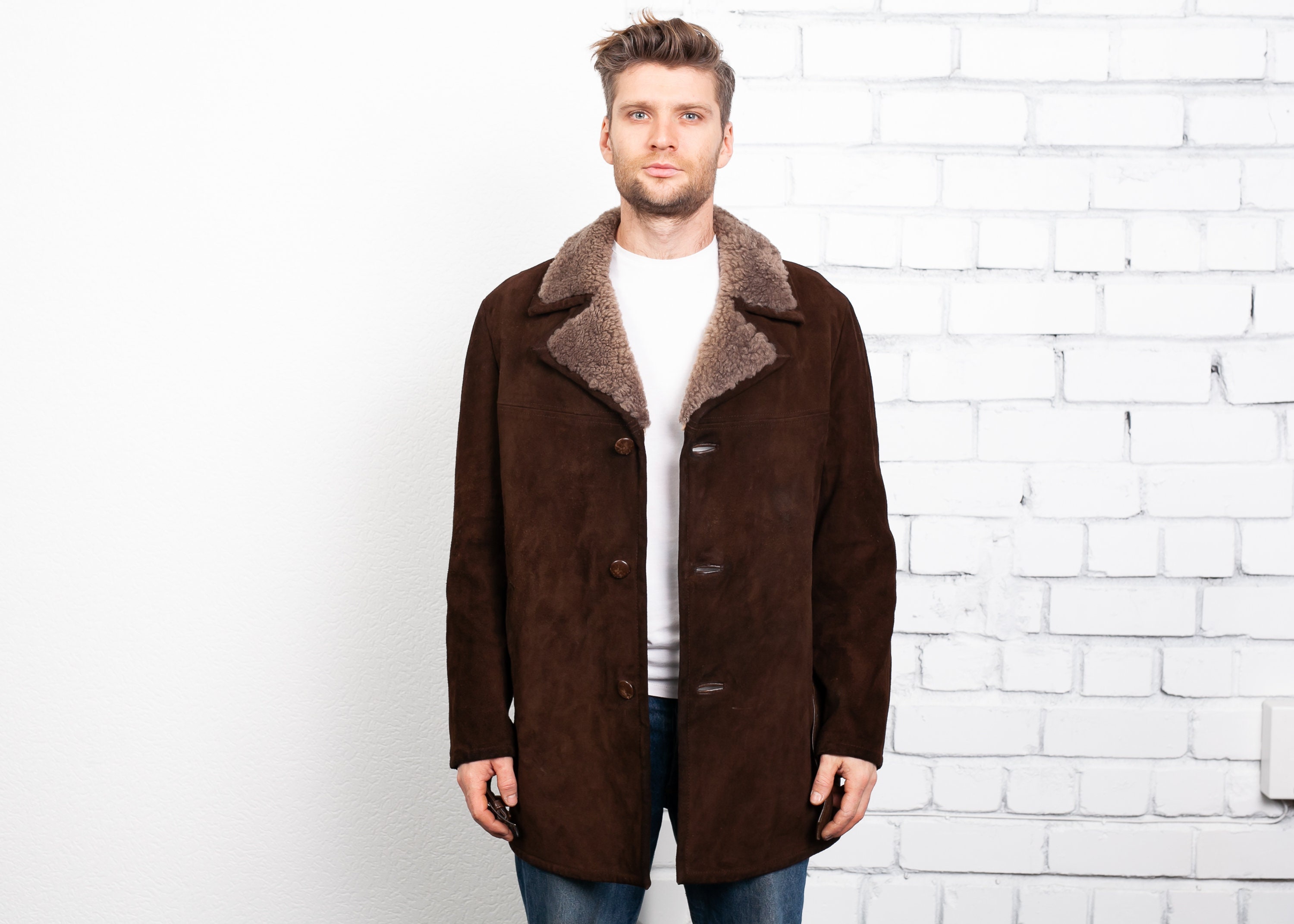 Mens Brown Leather Jacket Xl Photos