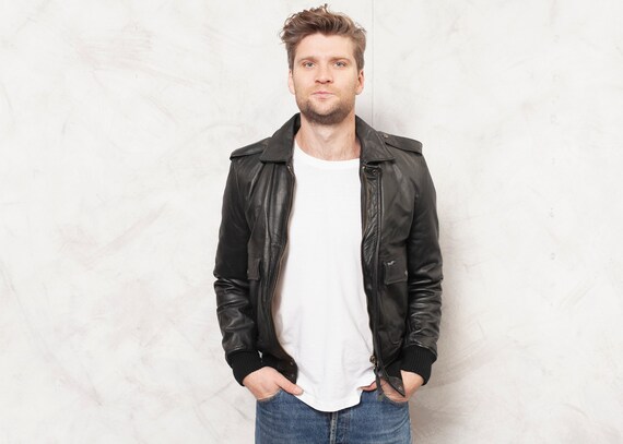 Black PETROFF Jacket Vintage 90's Leather Jacket R