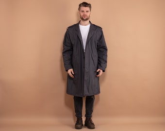 Oversized Mac Coat 80's, Maat XL Mac Overcoat, Retro Gelaagde Jas, Fisherman Mac Coat, Field Coat, Commuter Coat, Minimalistische Bovenkleding