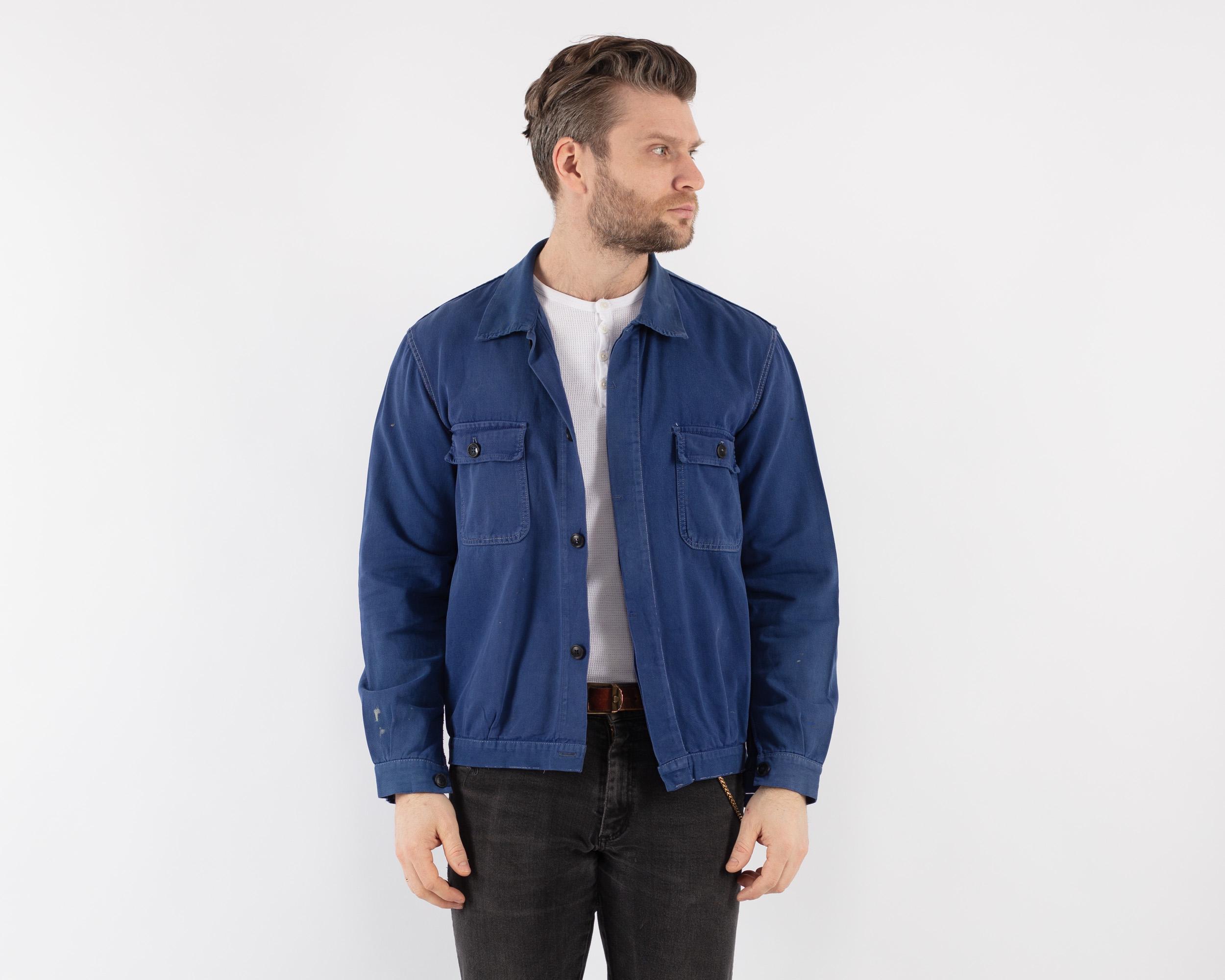 70s Men Cropped Work Jacket, Size M Work Jacket, Vintage Workwear