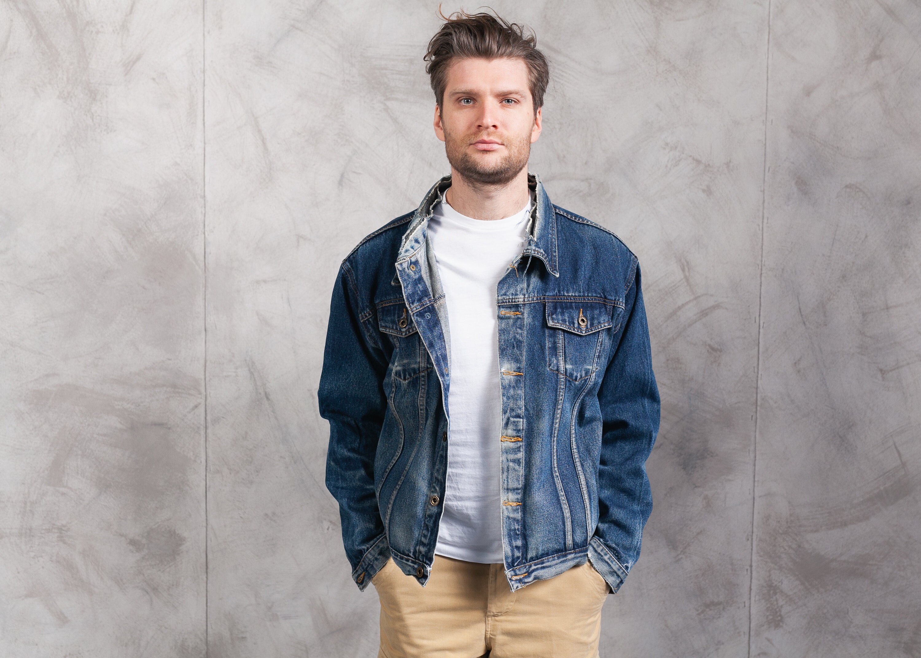Vintage Distressed Denim Jacket . 90s 