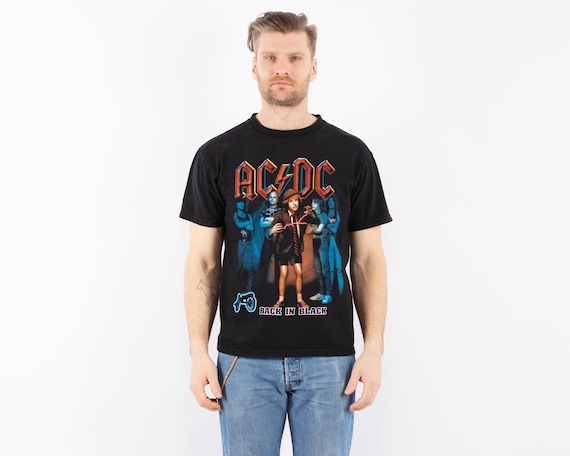 90s FUCT AC/DC ヴィンテージTシャツ 90s Vintage Black AC/DC Band T-shirt, Cotton, Men's Size M/L