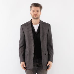 90er Jahre Herren Grauer Wollblazer, Größe L Vintage Wolljacke, Retro Sport Mantel, Wolljacke, Herrenbekleidung, Kulturerbe, Preppy Academia Blazer