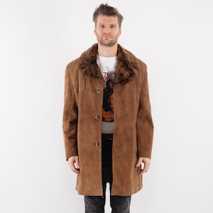 70s Men Western Suede Coat, Men Size L Vintage Suede Coat, Western Cowboy Style, Retro Suede Coat, Trapper Coat, Old Country, Men Clothing
