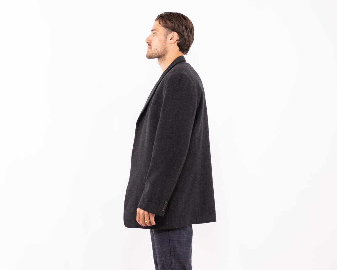 Vintage Gray Wool Blend Blazer, Size XL Retro Sport Coat, foto 2 de 5