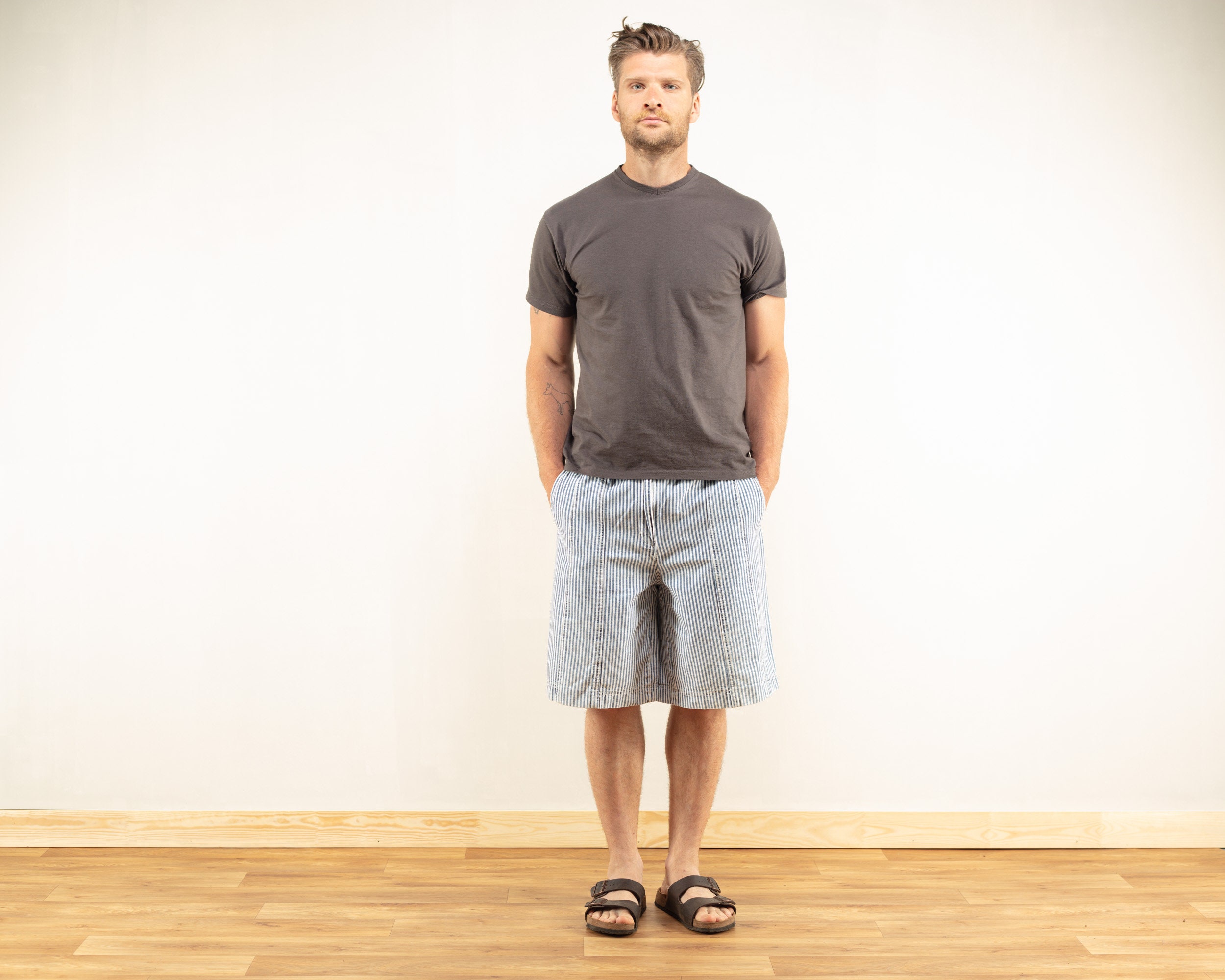Striped Jean Shorts denim vintage 90s 