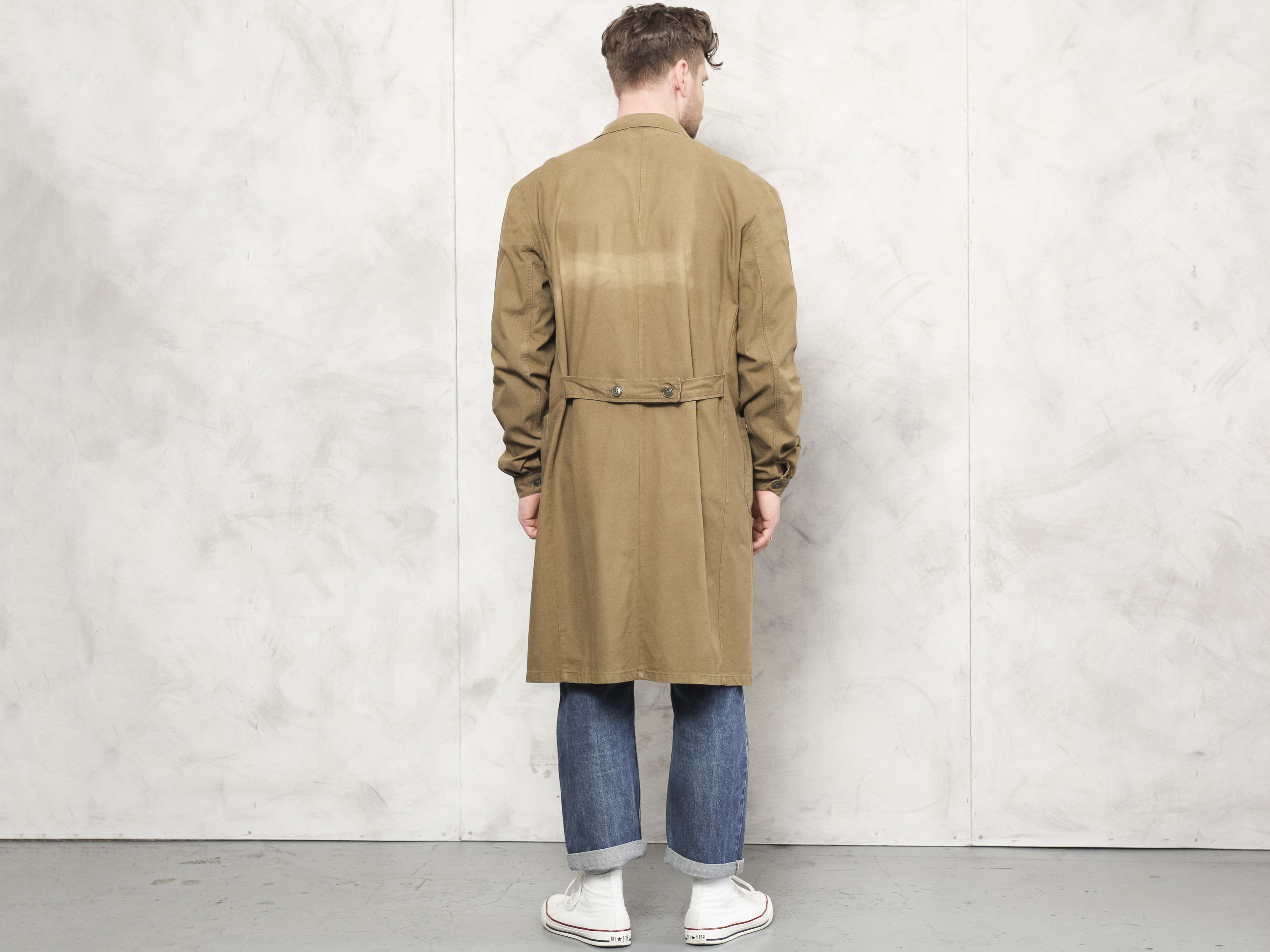 Vintage Chore Coat military work jacket green 70's military surplus clothing army outerwear 