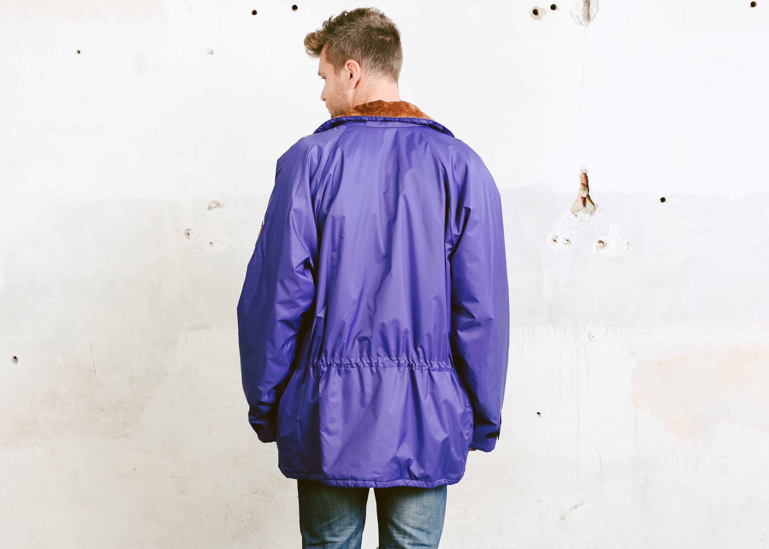 Men's Rain Jacket Coat . Vintage 80s Sailing Jacket Insulated