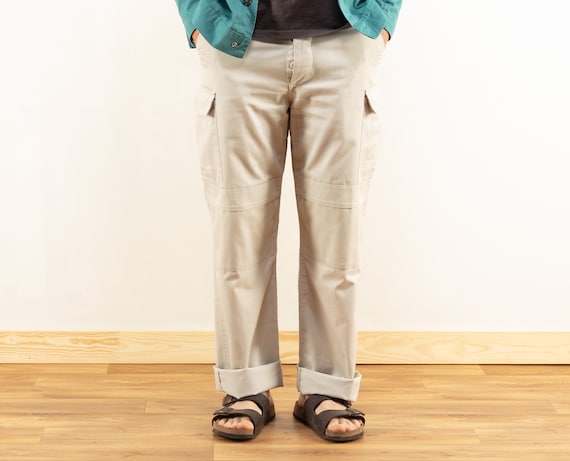 Vintage Men Trousers Beige Men Pants 