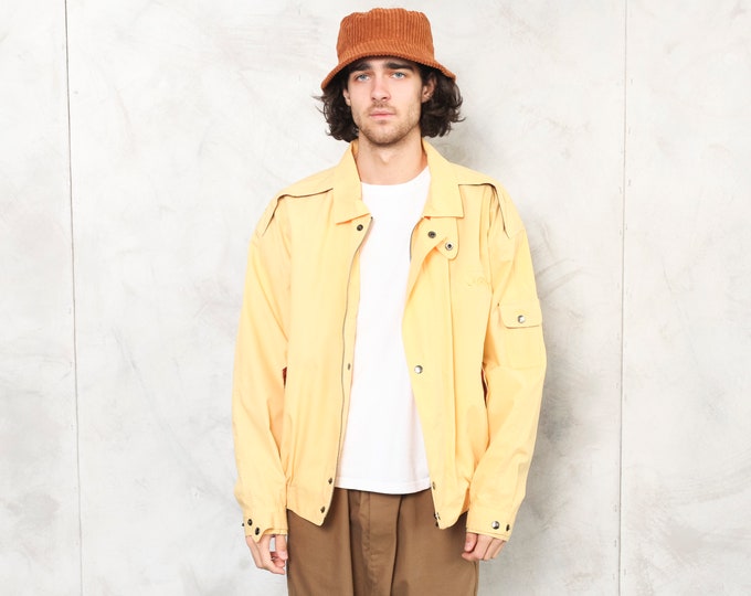 Yellow Bomber Jacket boho summer vintage 90s collage men varsity jacket size extra large xl