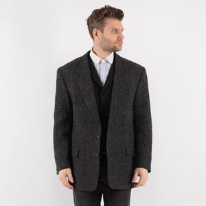 70er Vintage Grauer Tweed Blazer, Herren Größe L Große Vintage Tweed Jacke, Retro Wolle Blazer, Academia Blazer Jacke, Tradition Oberbekleidung
