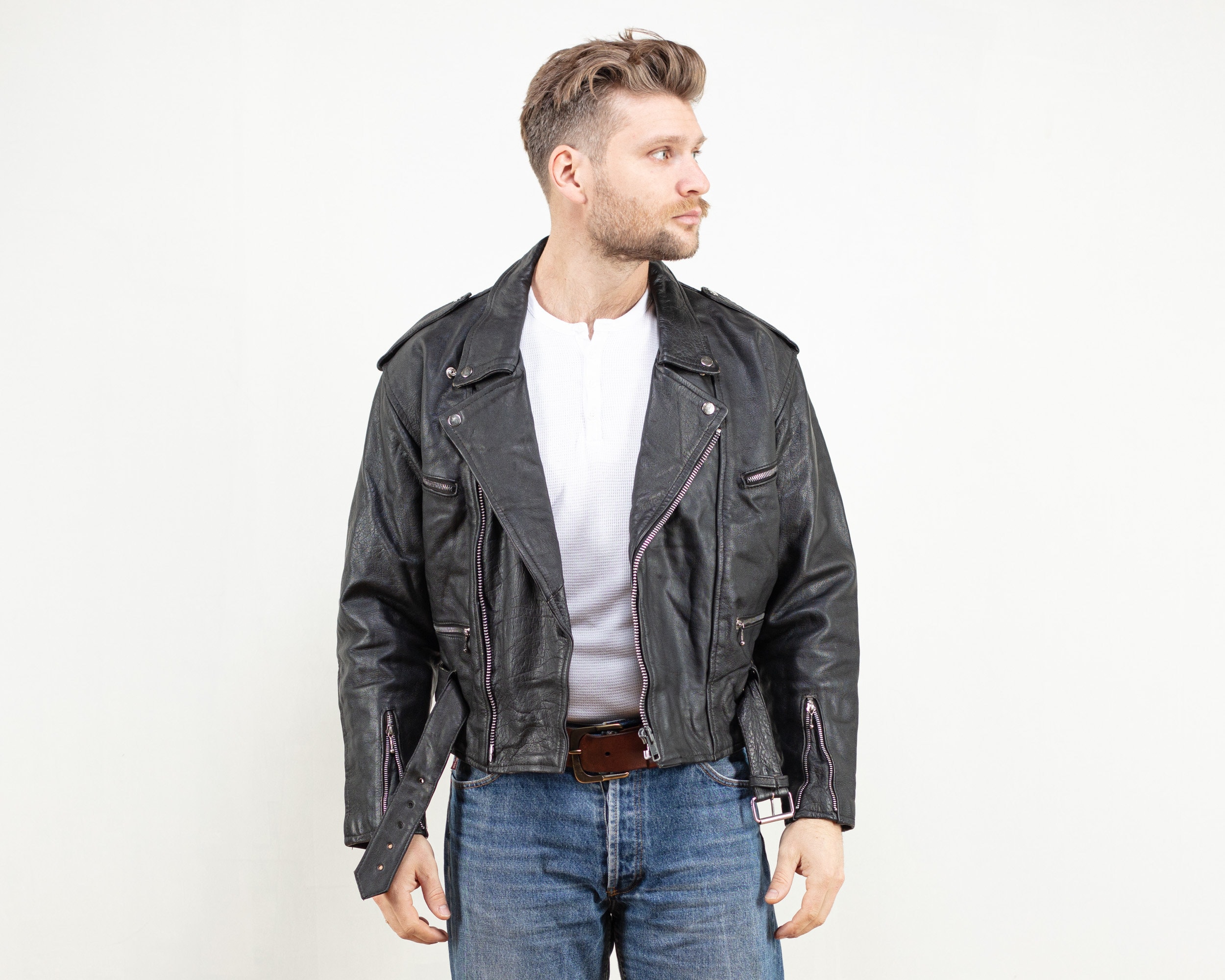 80s UK Vintage Leather riders Jacket | guardline.kz